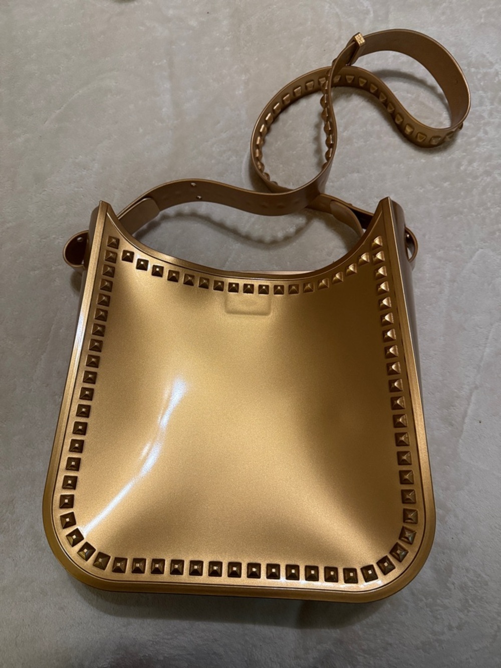 Carmen Sol Gold Stud-Trimmed Women's Shoulder Bag